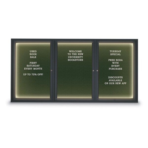 Indoor Enclosed Combo Board, 42"x32", Black Frame/Blue & Cobalt